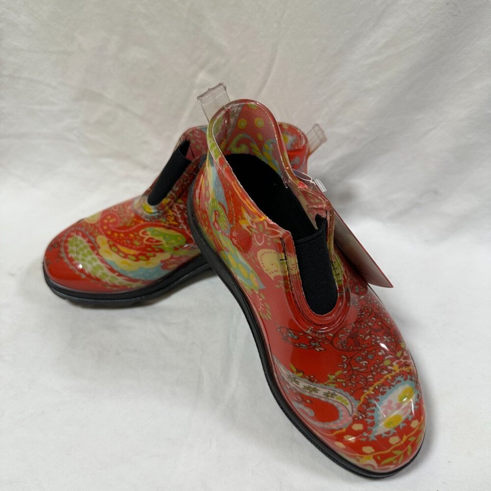 Sloggers Lovely Short Waterproof Rain Boots -  Red Paisley - Picture 2 of 4
